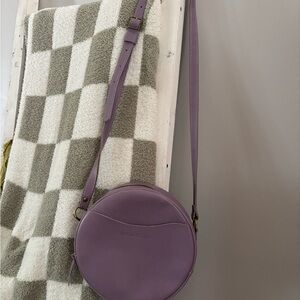 Portland Leather Lavender Round Crossbody Bag